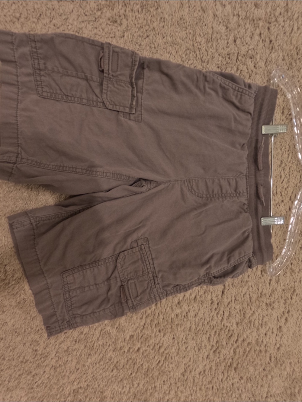 Kids Cargo Drawstring Shorts in Taupe